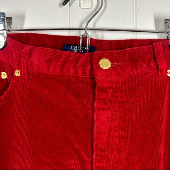 Chaps Deep Red Corduroy Straight Leg Plus Size Pants 14 - Picture 3 of 5